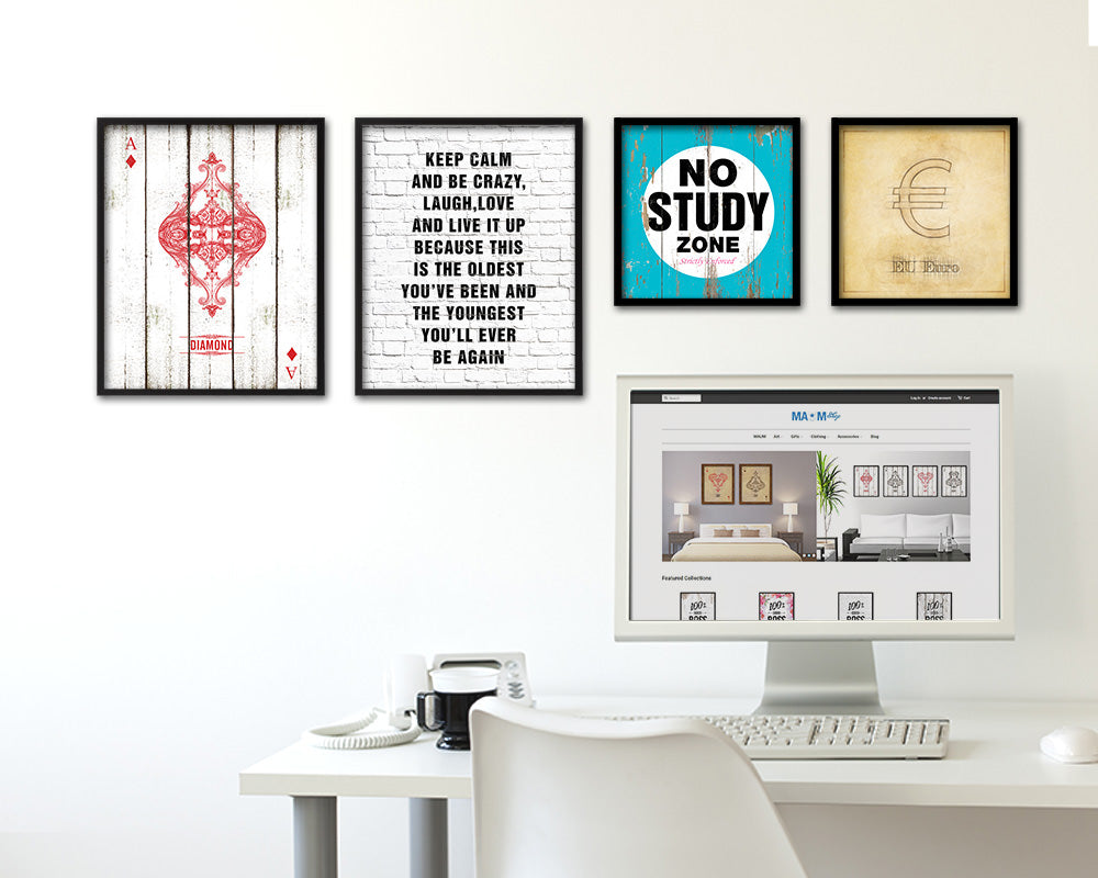 Keep calm and be crazy laugh love and live it up Quote Framed Print Home Decor Wall Art Gifts
