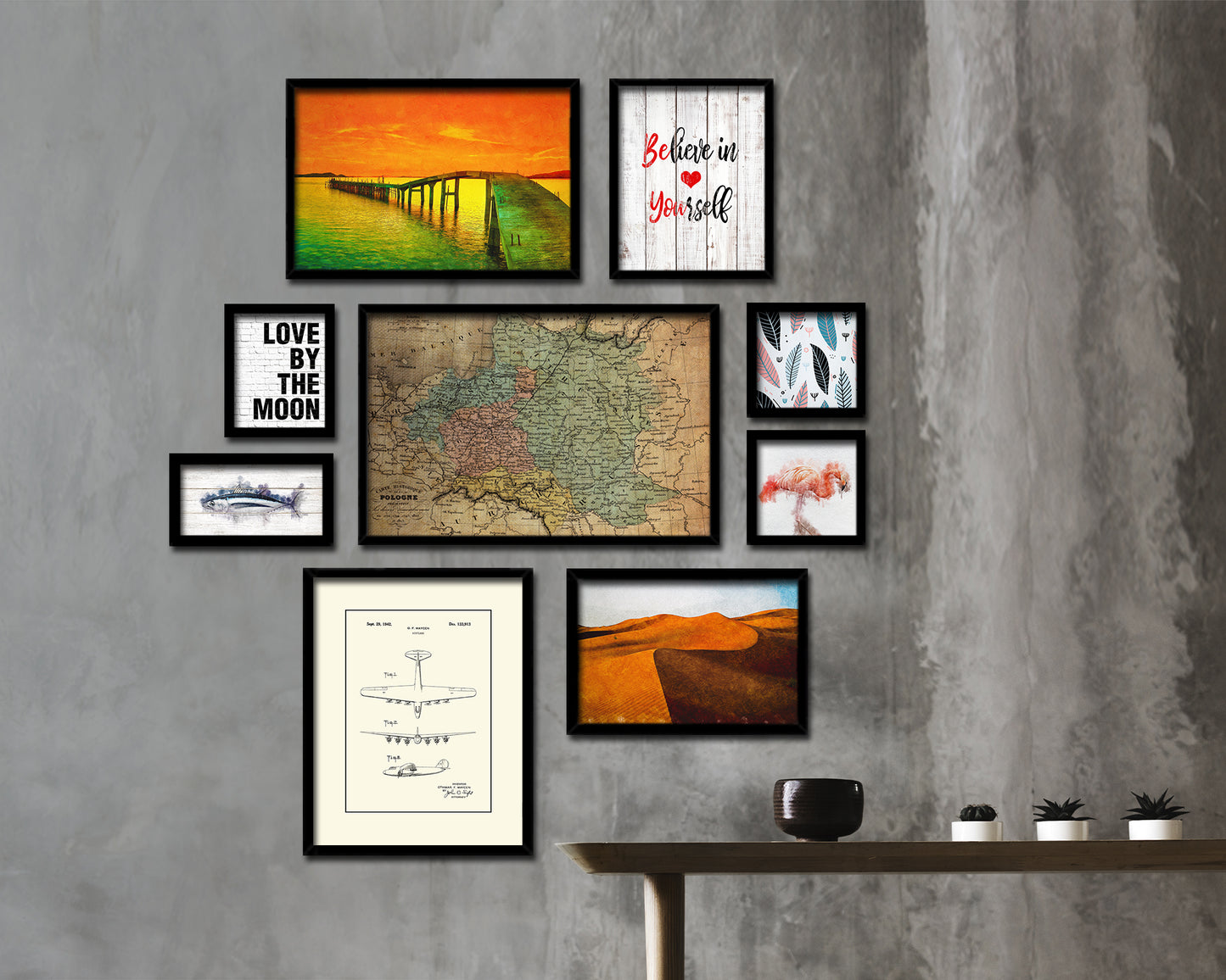 Poland Prussia Germany Vintage Map Framed Print Art Wall Decor Gifts