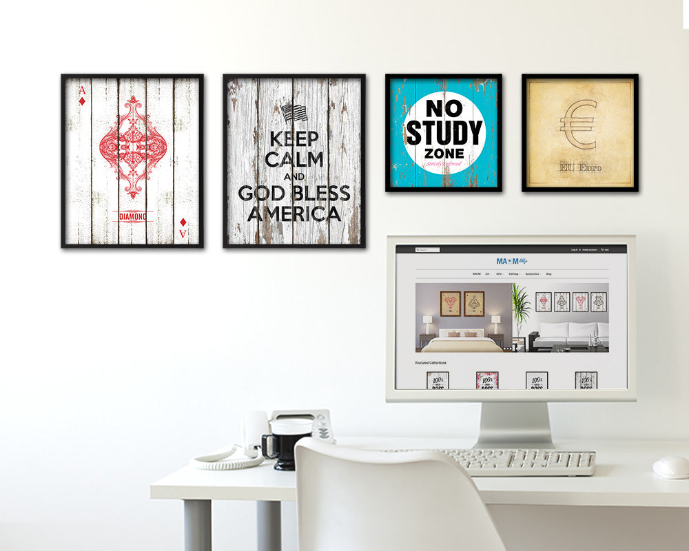 Keep calm and God bless America Quote Framed Print Home Decor Wall Art Gifts