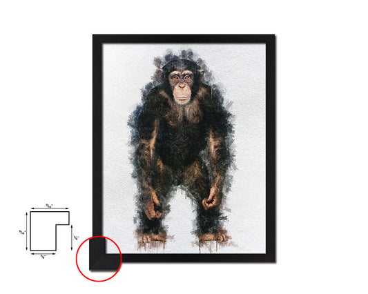 Chimpanzee Animal Painting Print Framed Art Home Wall Decor Gifts