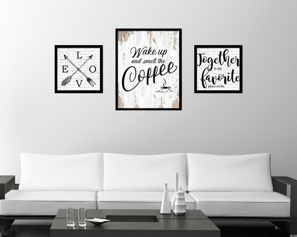 Wake up and smell the coffee Quote Framed Artwork Print Wall Decor Art Gifts