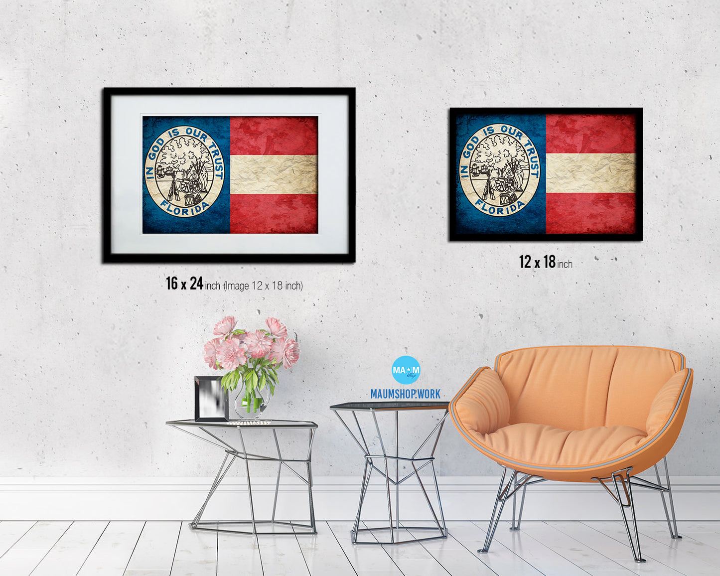 Civil War Florida Vintage Military Flag Framed Print Sign Decor Wall Art Gifts