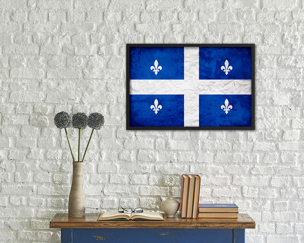 Quebec City Canada Vintage Flag Wood Framed Prints Decor Wall Art Gifts