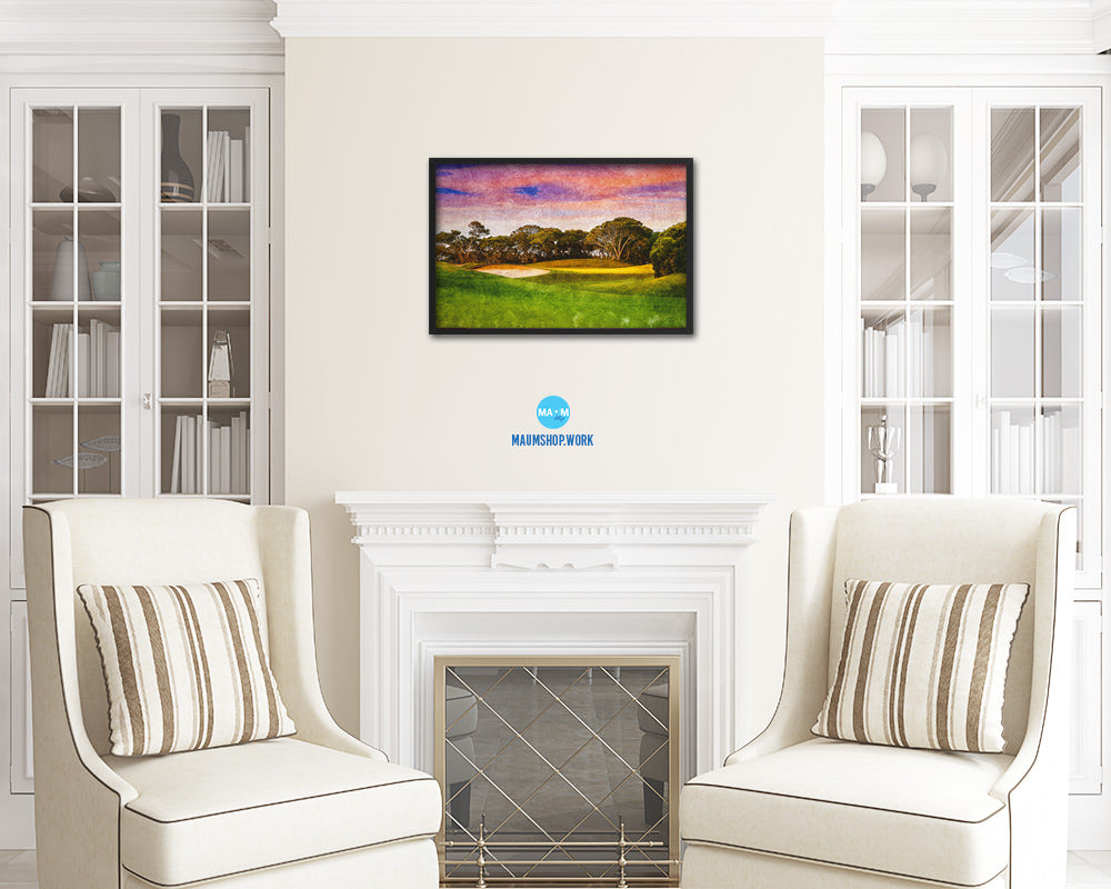 Sunset Golf Course, Middletown, PA Art Painting Print Art Wood Framed Wall Decor Gifts
