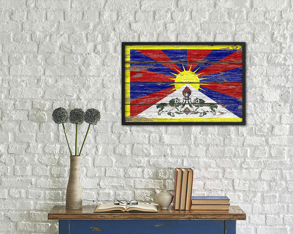 Tibet Country Wood Rustic National Flag Wood Framed Print Wall Art Decor Gifts