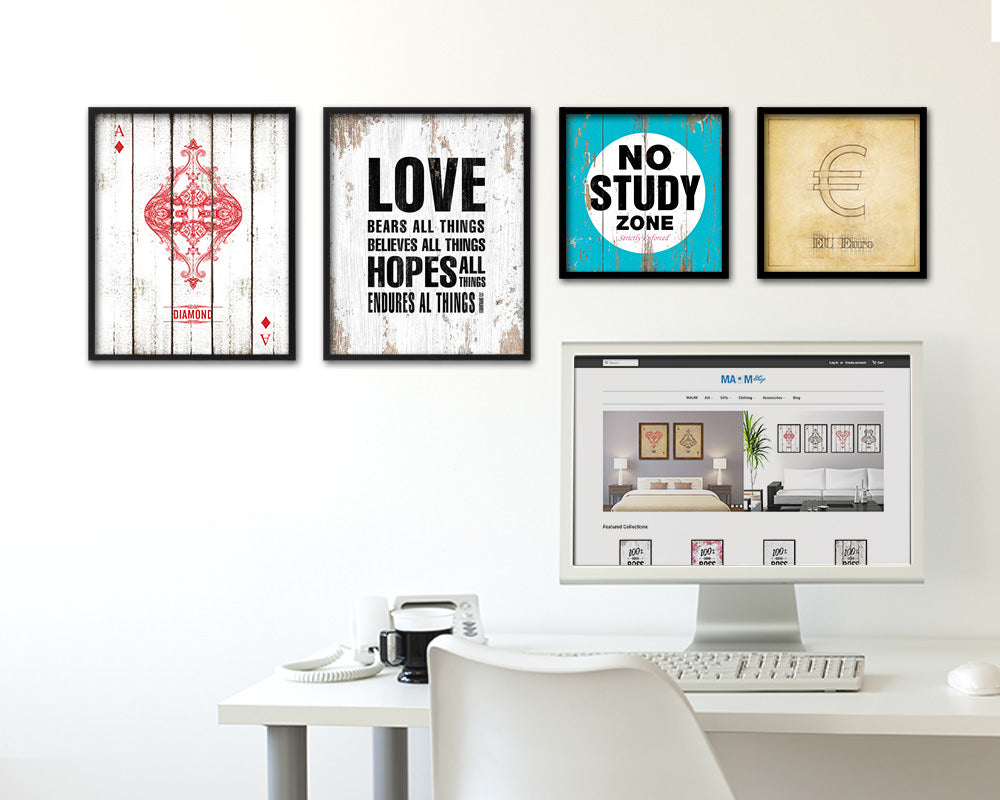 Love bears all things believes all things hopes Quote Framed Print Home Decor Wall Art Gifts