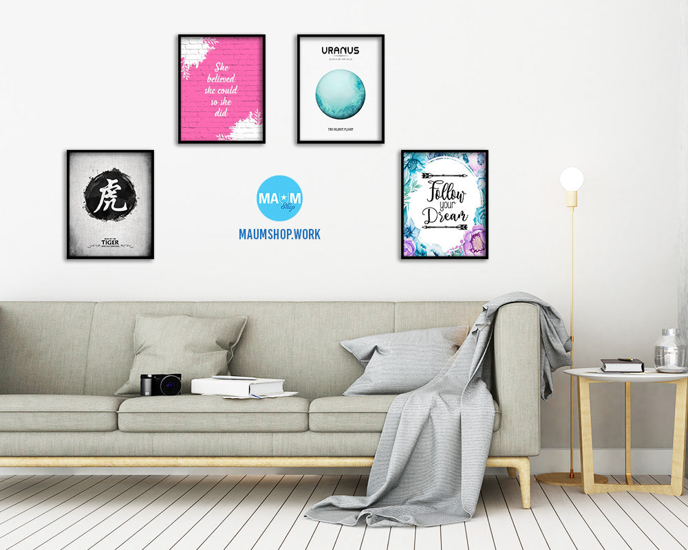 She believed she could so she did Quote Saying Framed Print Home Decor Wall Art Gifts