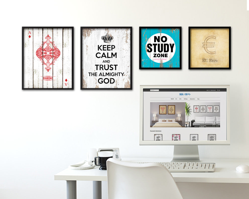Keep calm and trust the alimighty God Quote Framed Print Home Decor Wall Art Gifts