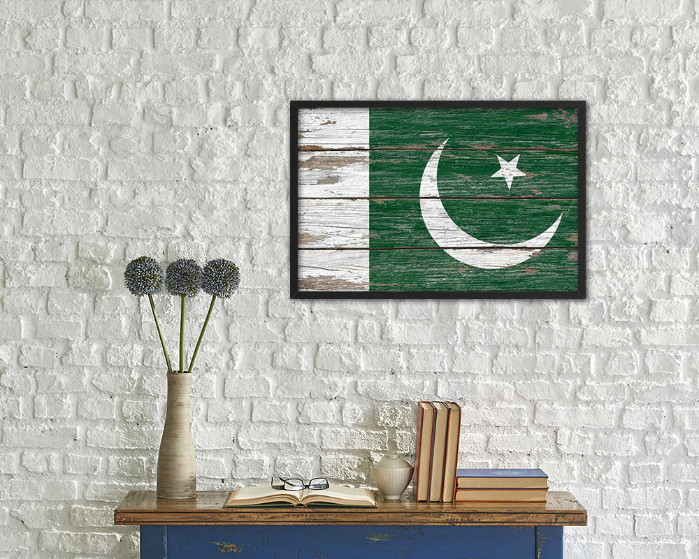 Pakistan Country Wood Rustic National Flag Wood Framed Print Wall Art Decor Gifts
