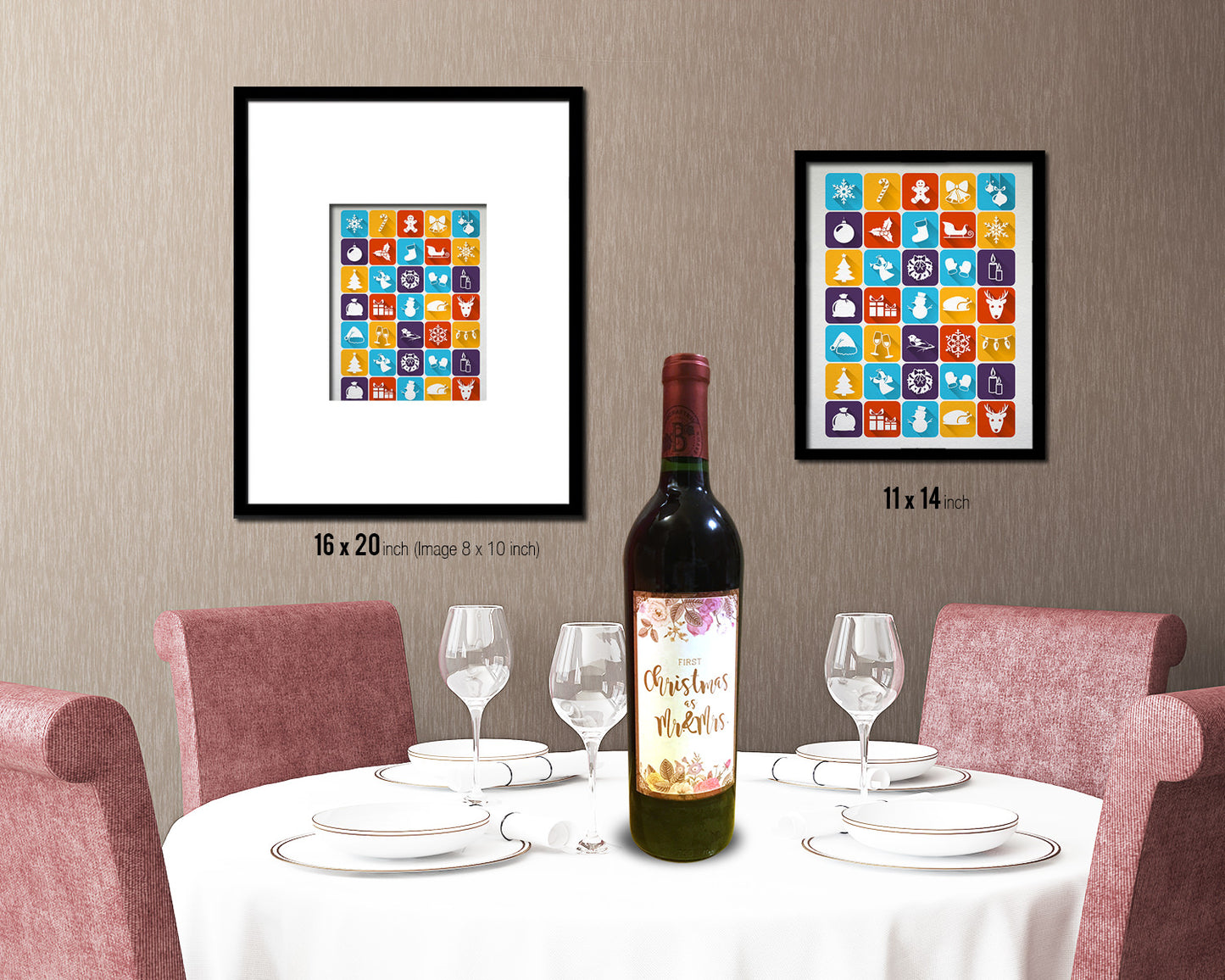 Christmas Pattern Holiday Season Gifts Wood Framed Print Home Decor Wall Art