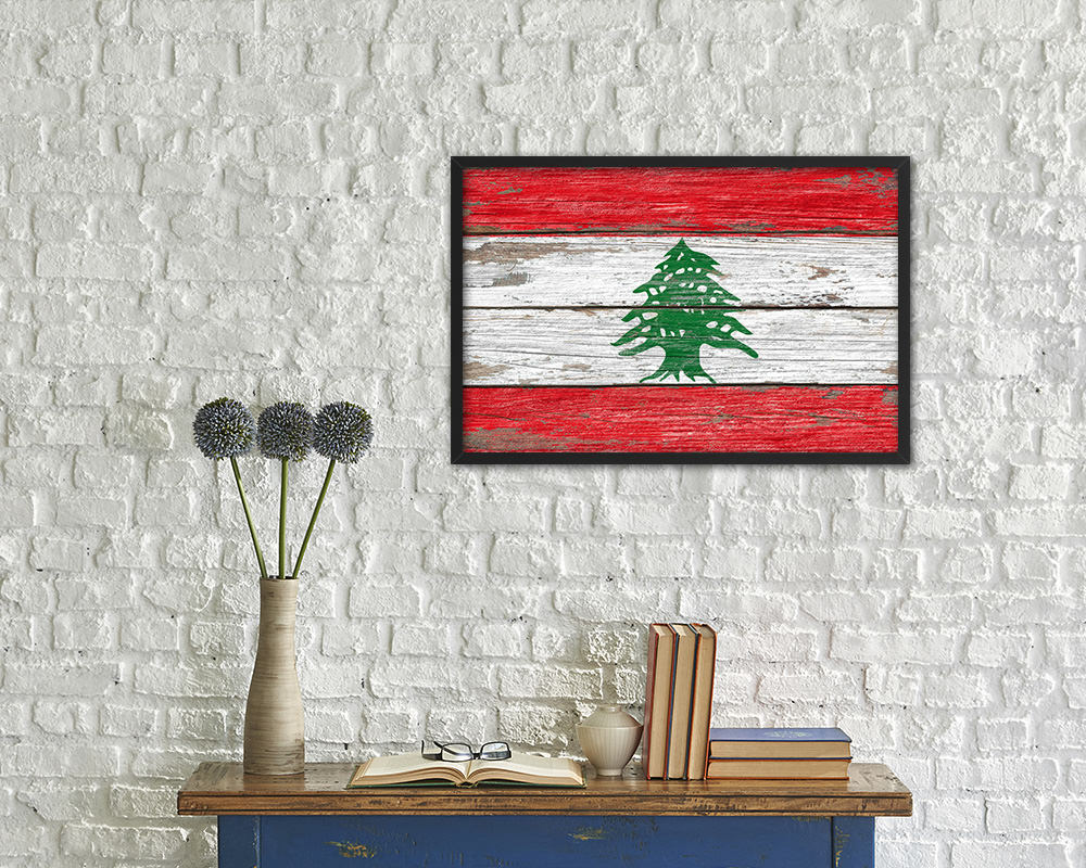 Lebanon Country Wood Rustic National Flag Wood Framed Print Wall Art Decor Gifts