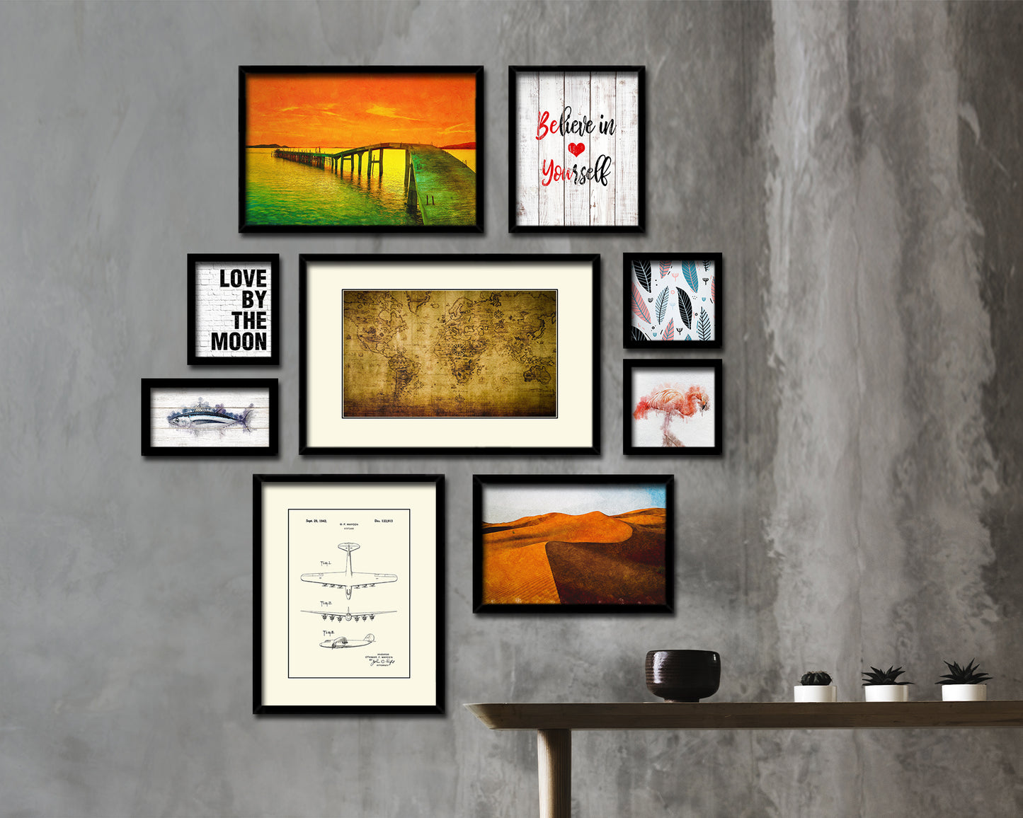 World Old Map Framed Print Art Wall Decor Gifts