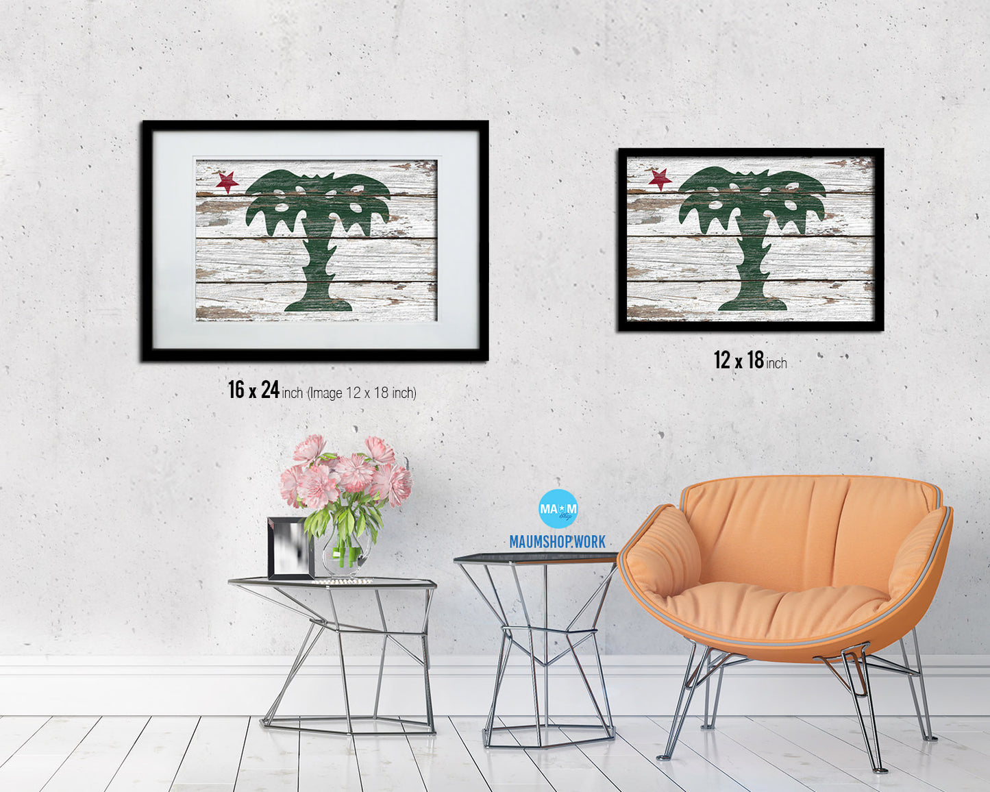 South Carolina Palmetto Guard Wood Rustic Flag Wood Framed Print Wall Art Decor Gifts