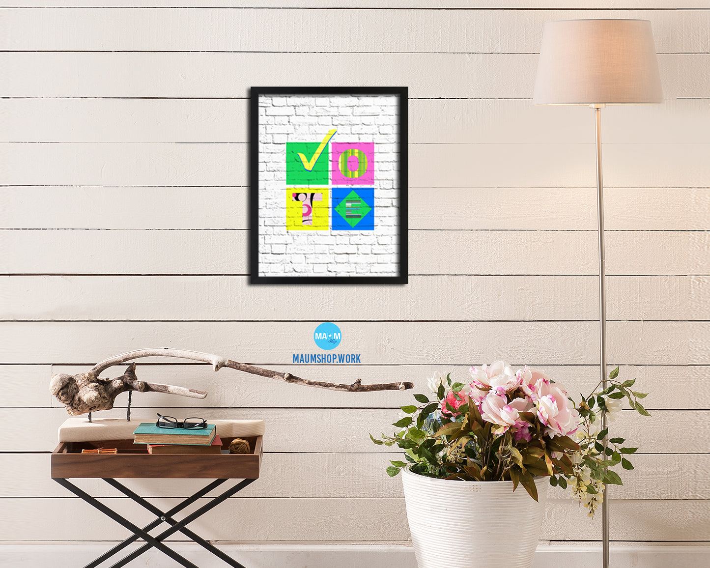 Vote Rainbow Pride Peace Right Justice Poster Wood Framed Wall Decor Gifts