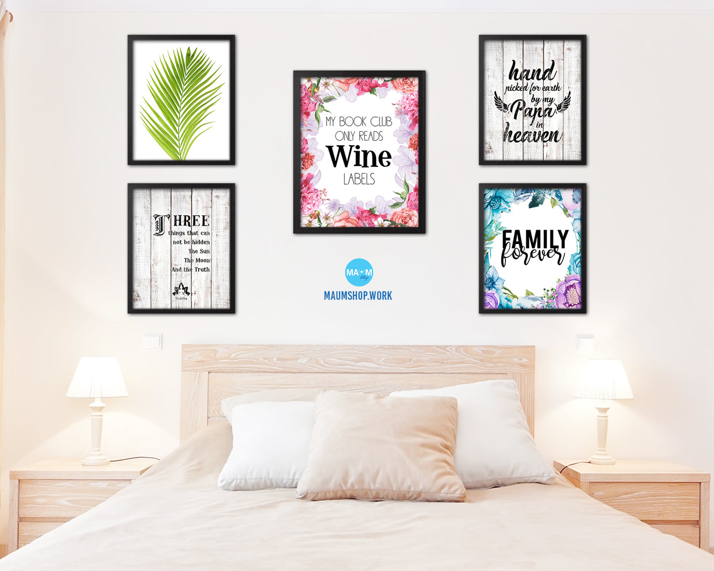 My book club only reads wine labels Words Wood Framed Print Wall Decor Art Gifts