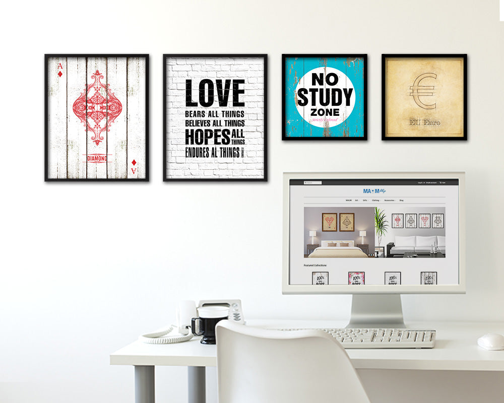 Love bears all things believes all things hopes Quote Framed Print Home Decor Wall Art Gifts