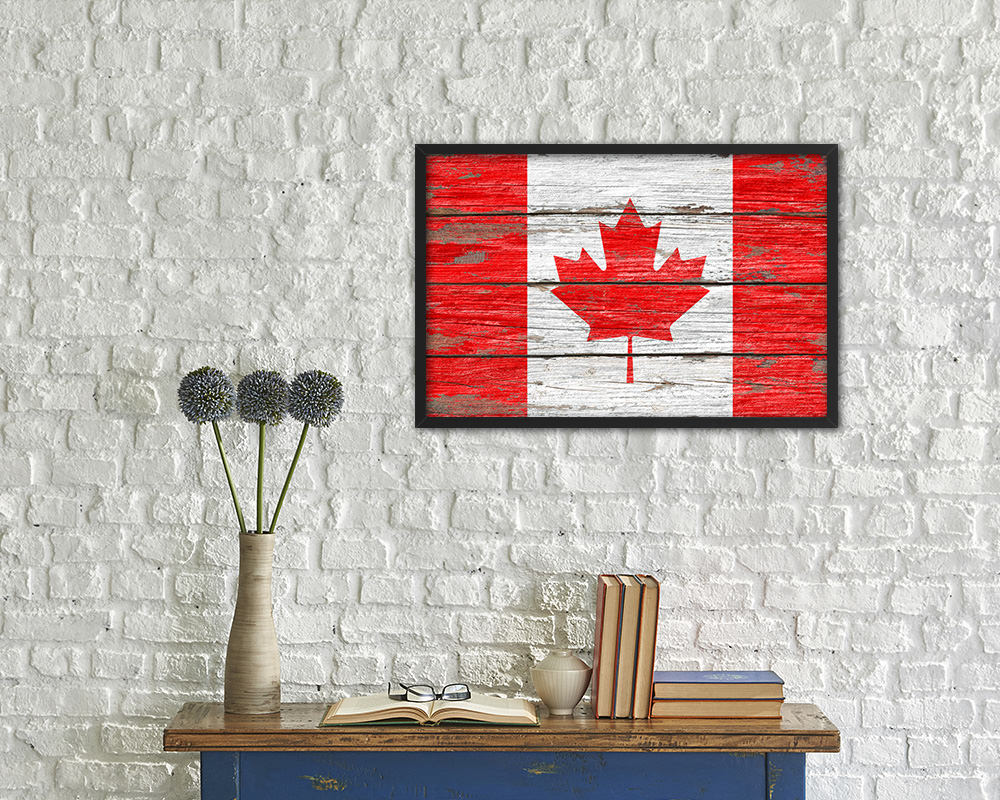 Canada Country Wood Rustic National Flag Wood Framed Print Wall Art Decor Gifts