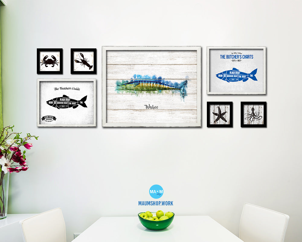 Wahoo Fish Framed Prints Modern Restaurant Sushi Bar Watercolor Wall Art Decor