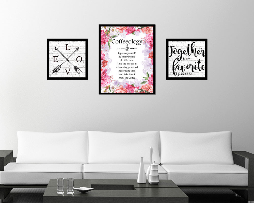 Coffeeology espresso yourself so many blends Quote Framed Artwork Print Wall Decor Art Gifts