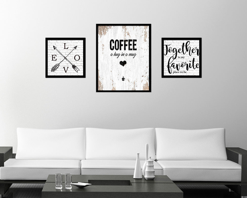 Coffee a hug in a mug Quote Framed Artwork Print Wall Decor Art Gifts
