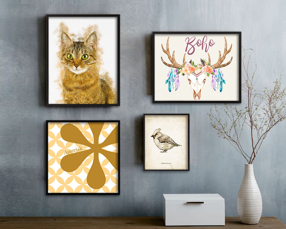 Red Little Cat Kitten Portrait Framed Print Pet Home Decor Custom Watercolor Wall Art Gifts