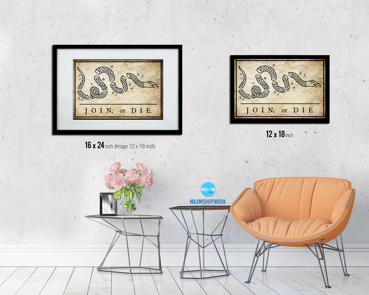 Unite or Die Vintage Military Flag Framed Print Sign Decor Wall Art Gifts