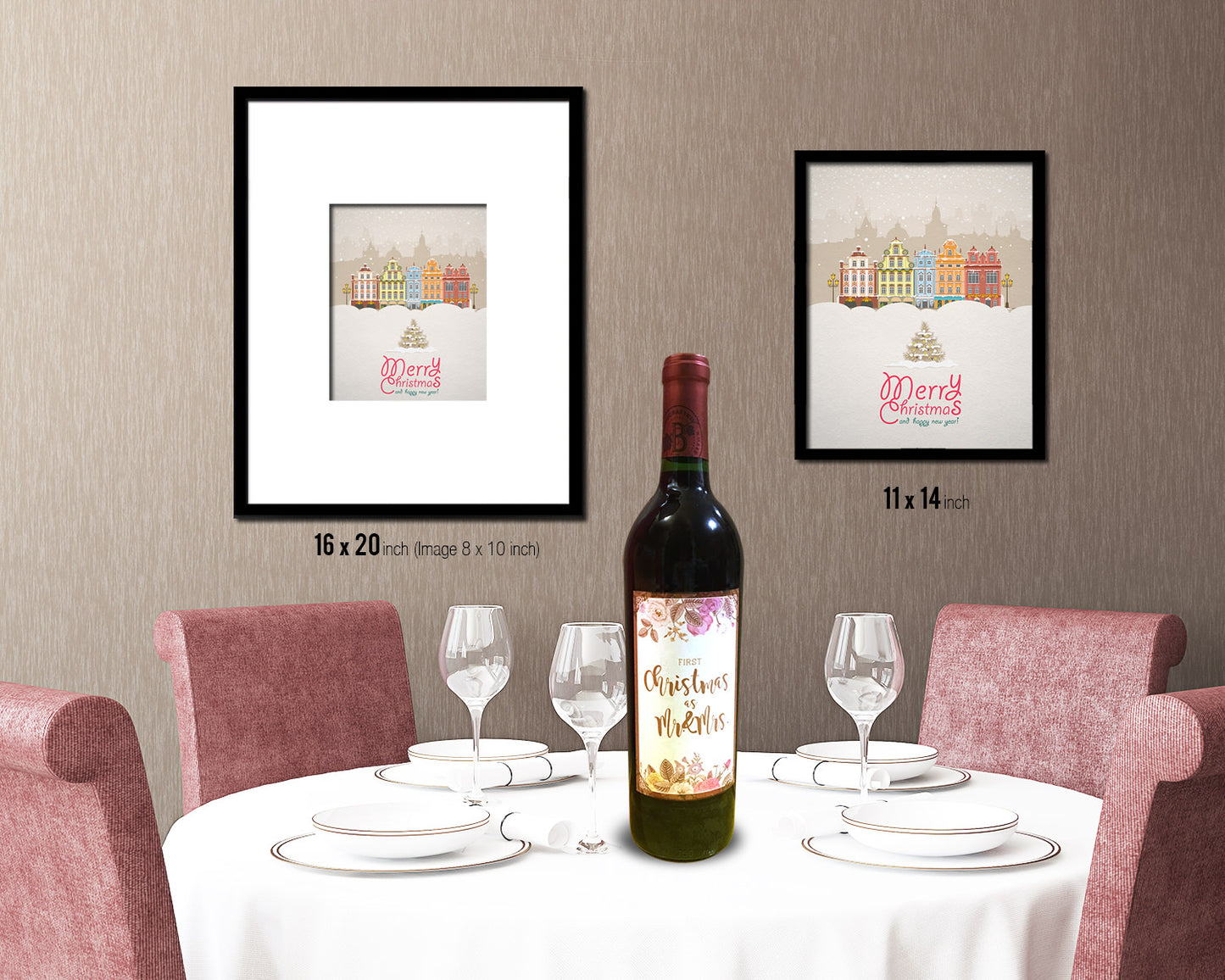 Merry Christmas and Happy New Year Holiday Season Gifts Wood Framed Print Home Decor Wall Art