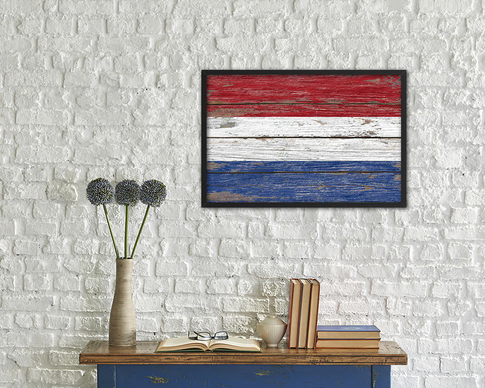 Netherlands Country Wood Rustic National Flag Wood Framed Print Wall Art Decor Gifts