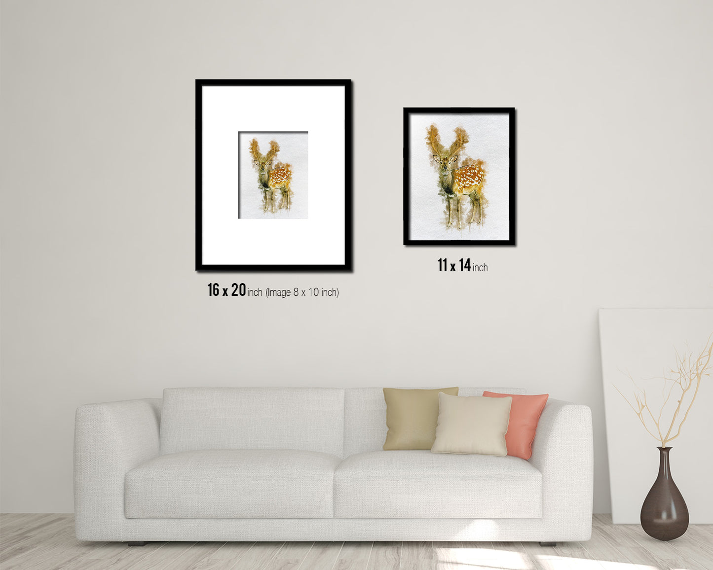 Deer Animal Painting Print Framed Art Home Wall Decor Gifts
