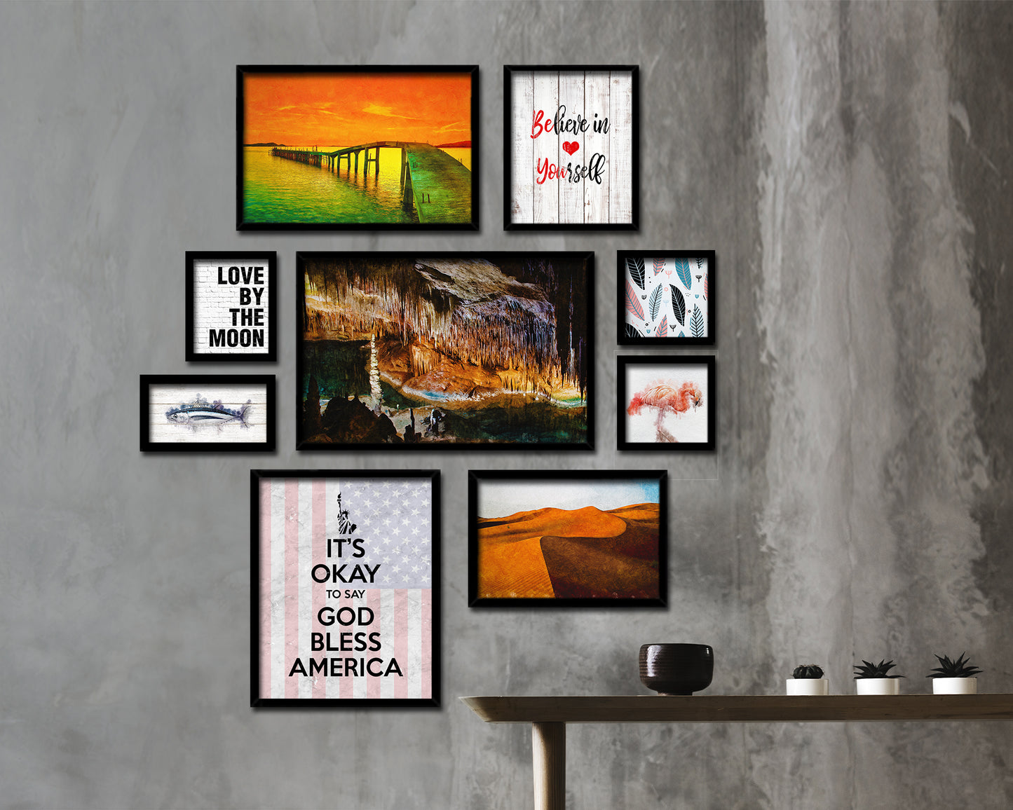 It's okay to say God bless America Quote Framed Print Wall Art Decor Gifts