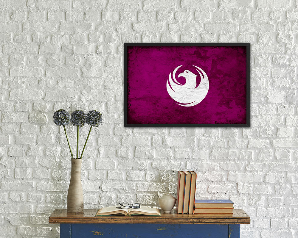 Phoenix City Arizona State Vintage Flag Wood Framed Prints Decor Wall Art Gifts