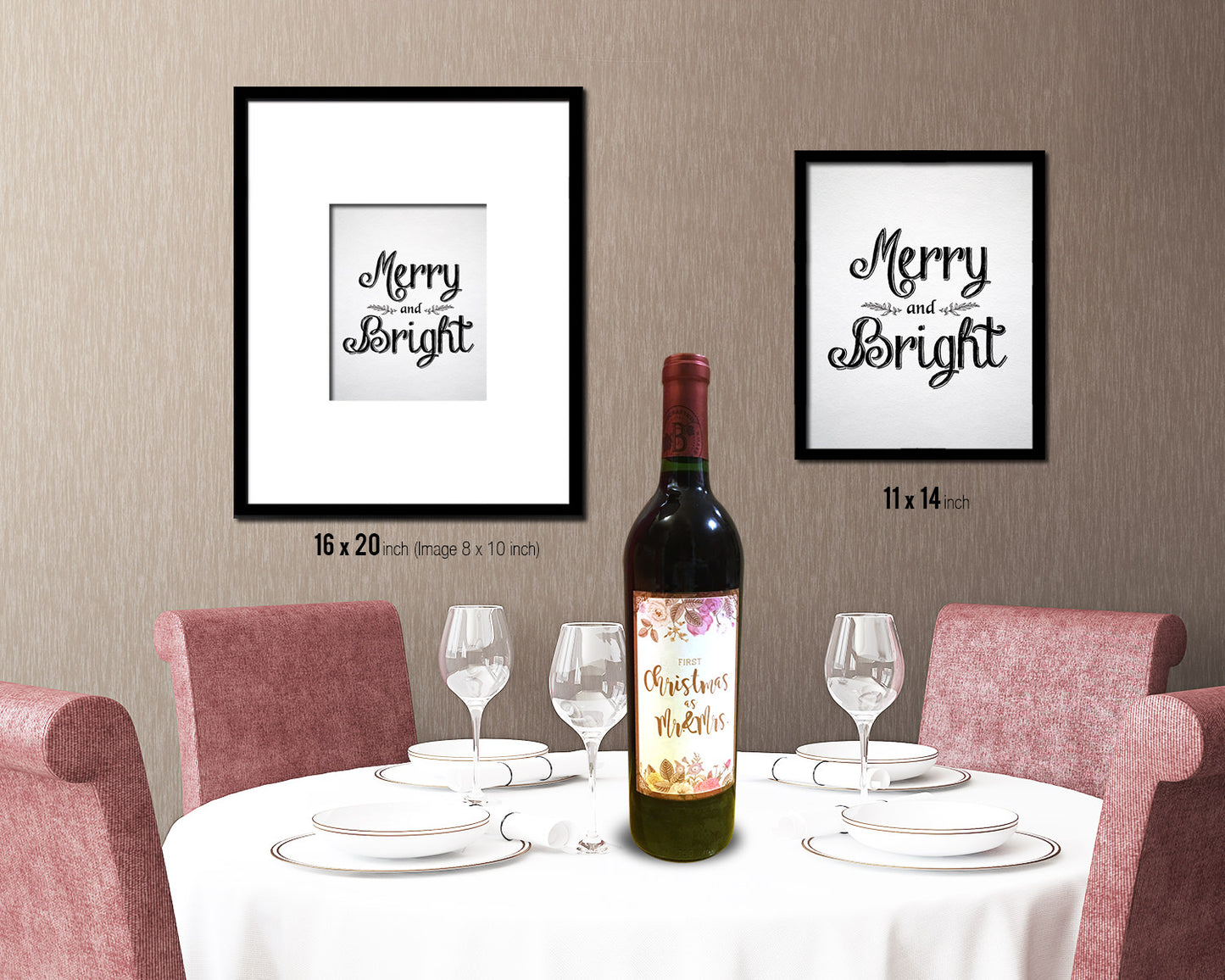 Merry and Bright Holiday Season Gifts Wood Framed Print Home Decor Wall Art