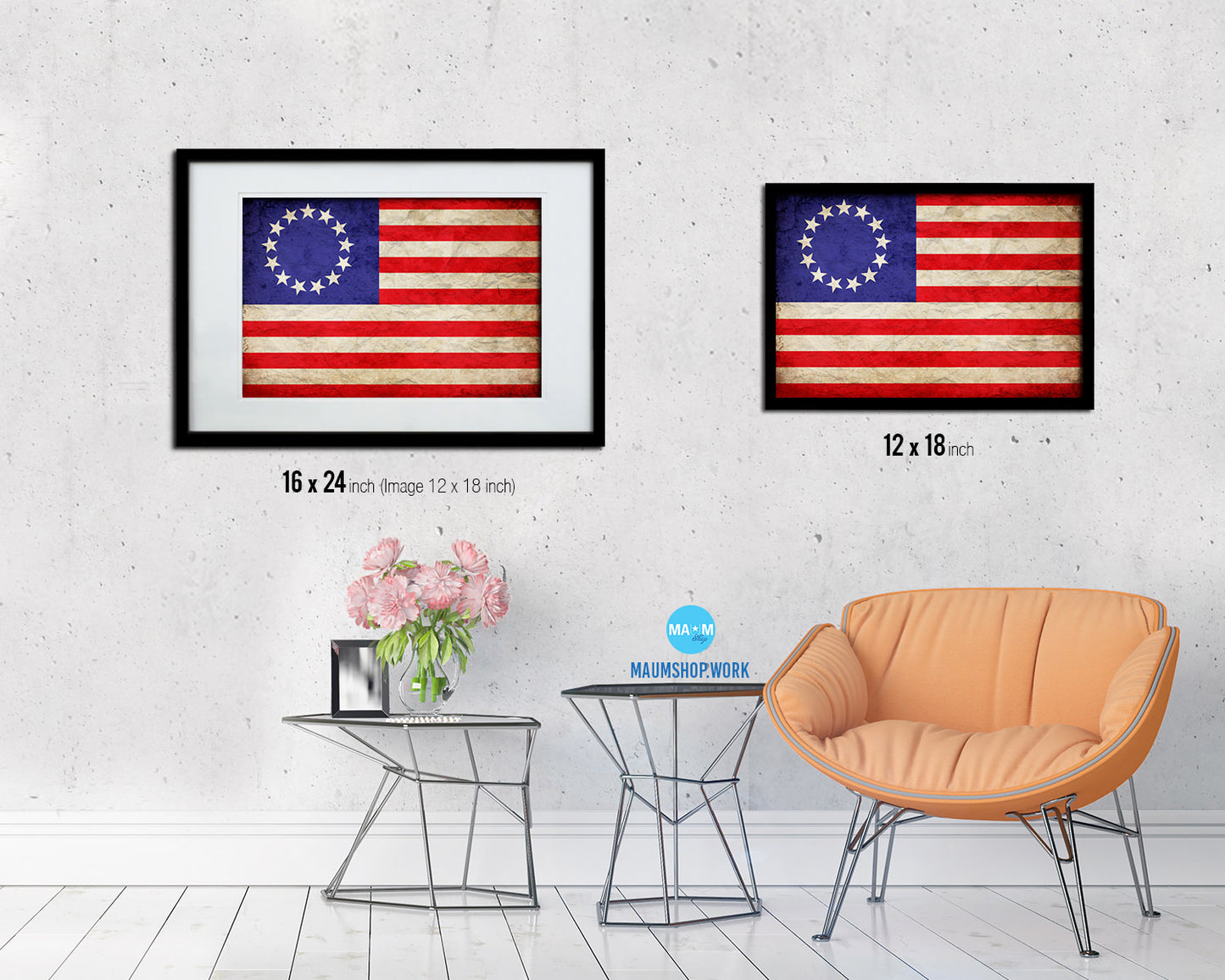 13 Colonies Vintage Military Flag Framed Print Sign Decor Wall Art Gifts