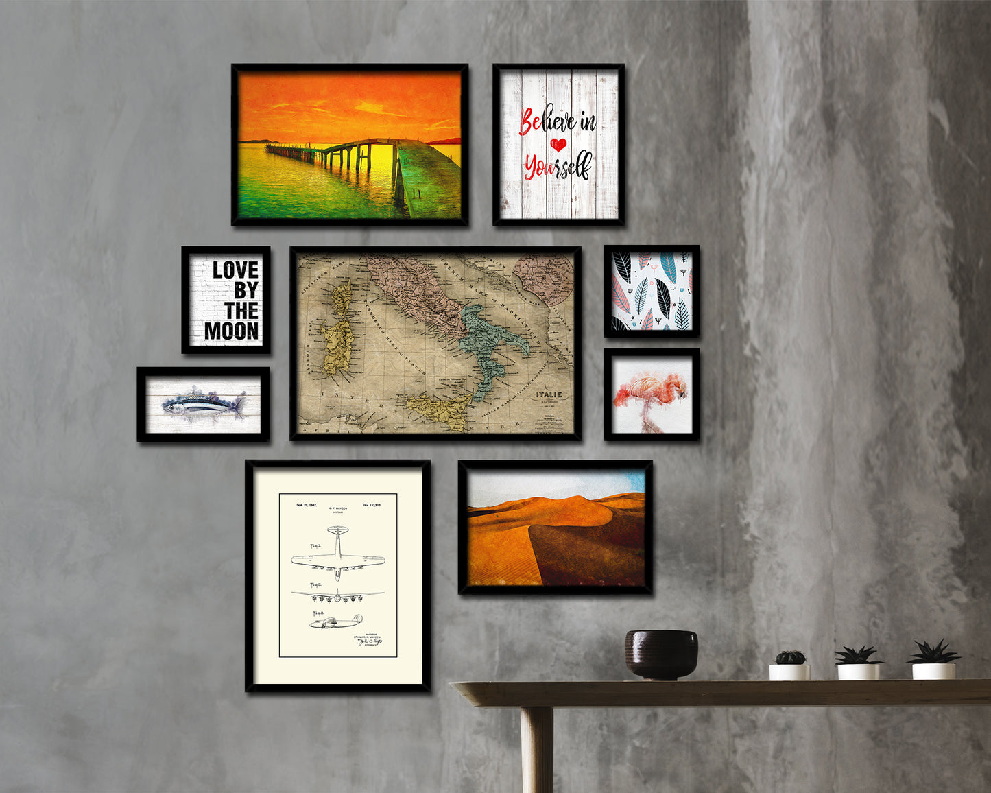 Italy and Rome Historical Map Framed Print Art Wall Decor Gifts