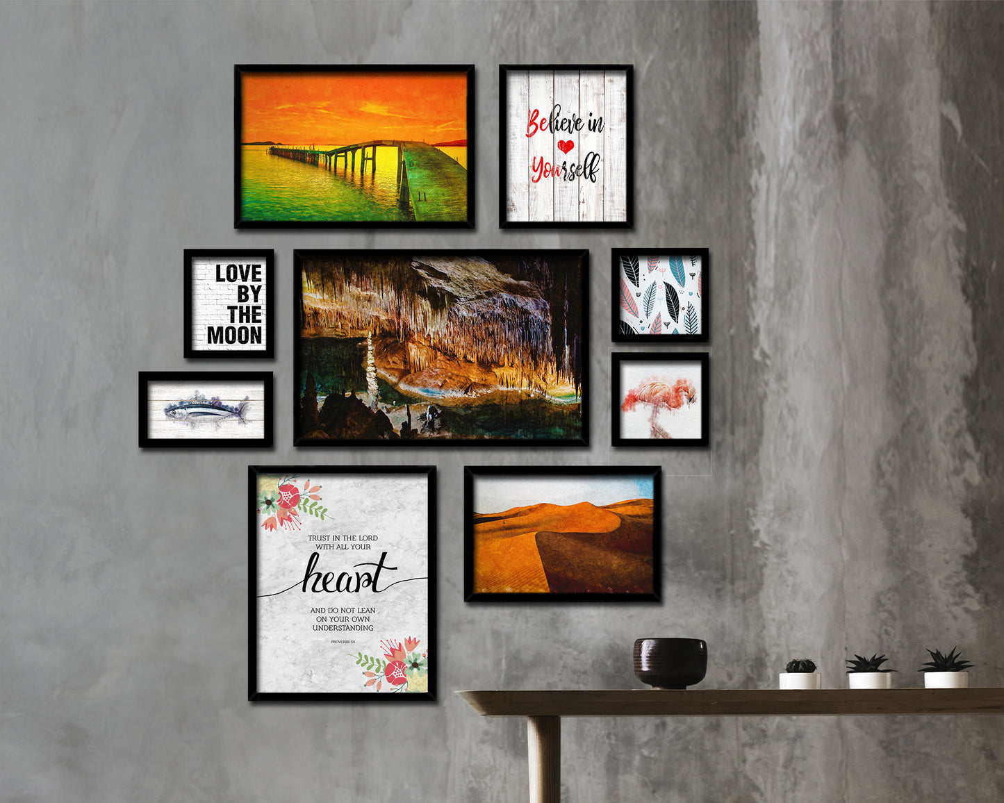 Trust in the Lord with all your Heart, Proverbs 3:5 Bible Scripture Verse Framed Art