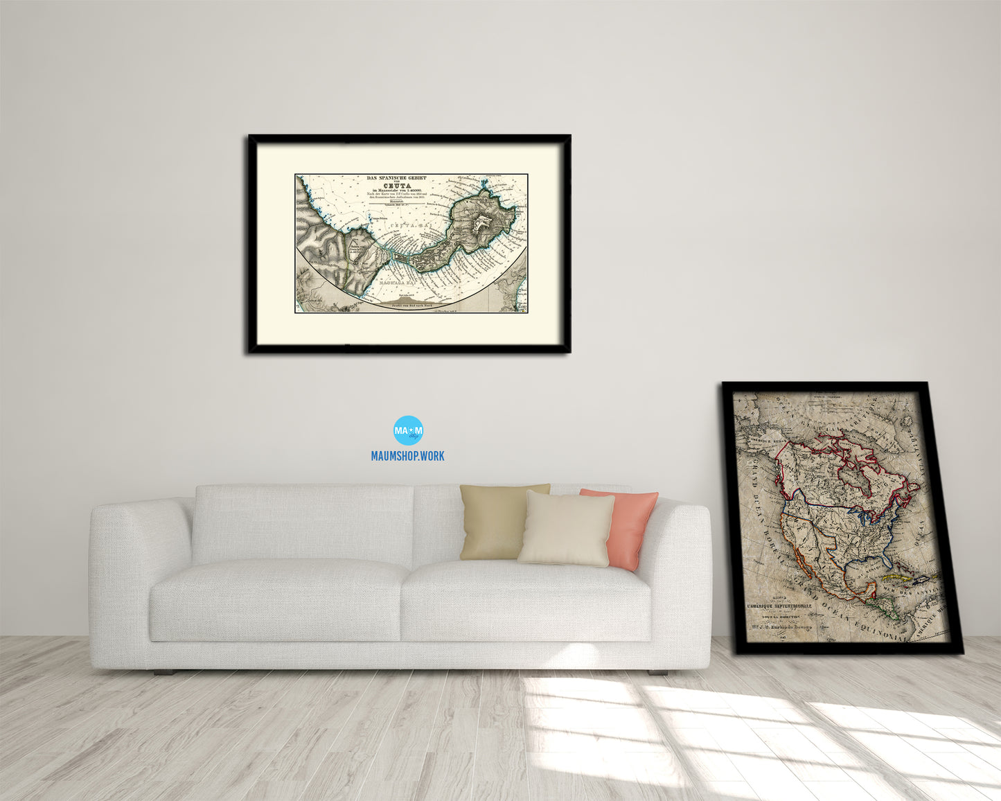 Ceuta Marocco Old Map Framed Print Art Wall Decor Gifts