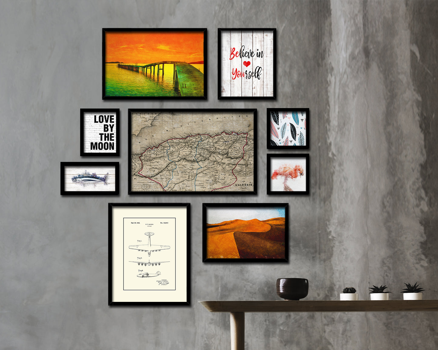 Algeria Africa Historical Map Framed Print Art Wall Decor Gifts