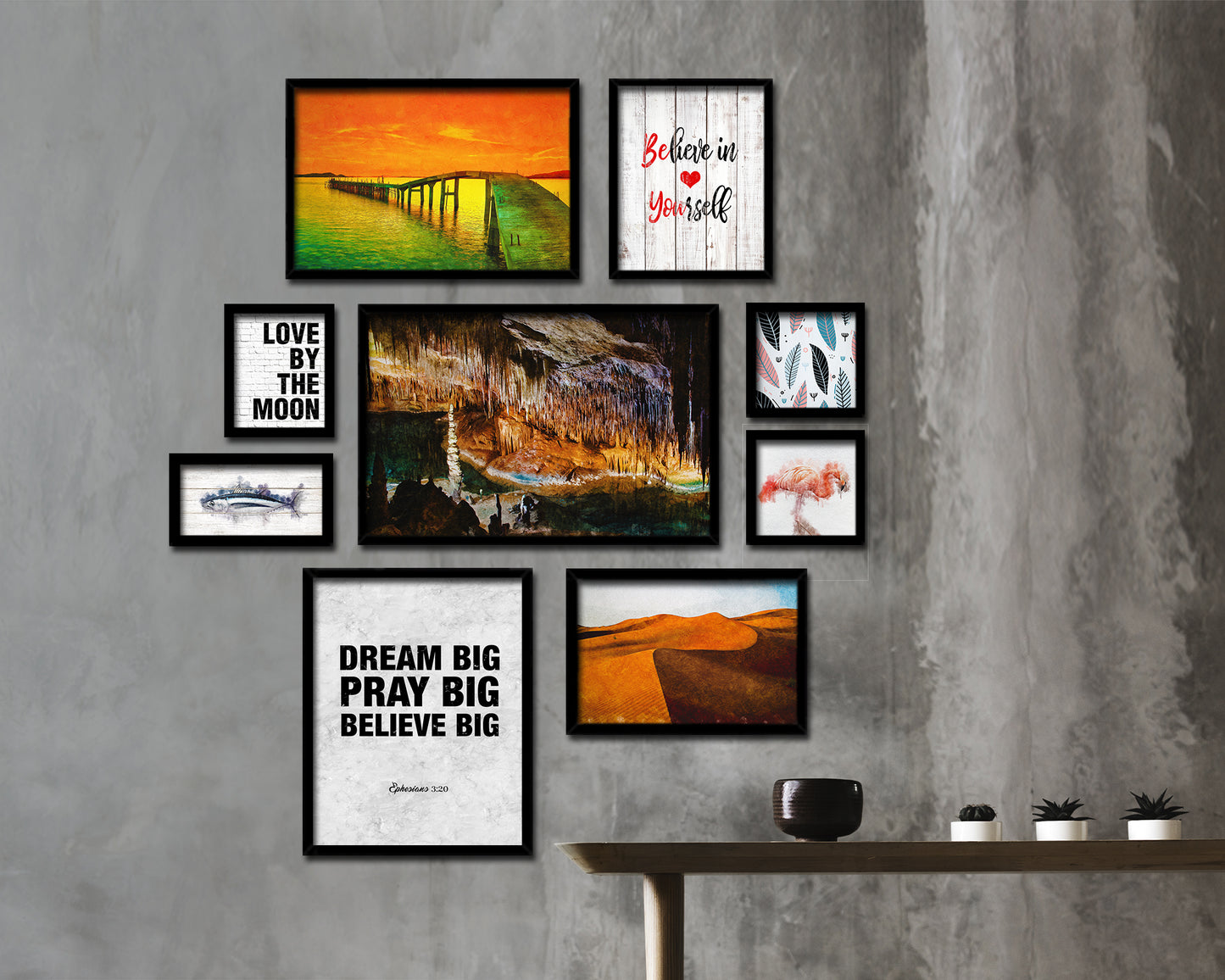 Dream big pray big believe big Quote Framed Print Wall Art Decor Gifts