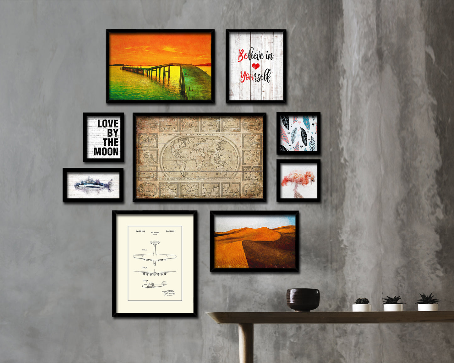 World Antique Map Framed Print Art Wall Decor Gifts