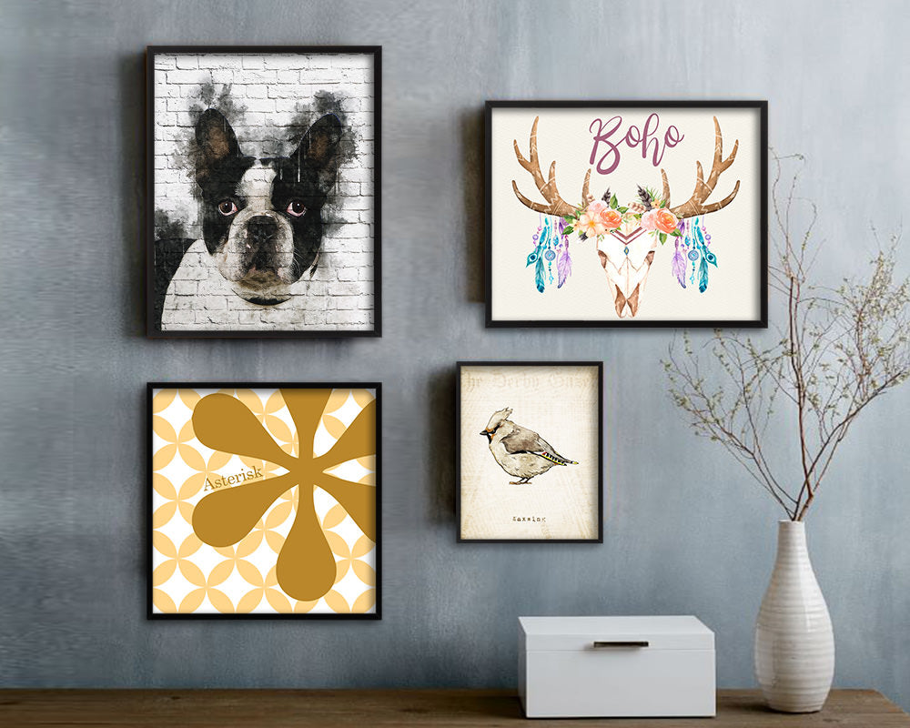 French Bulldog Dog Puppy Portrait Framed Print Pet Watercolor Wall Decor Art Gifts