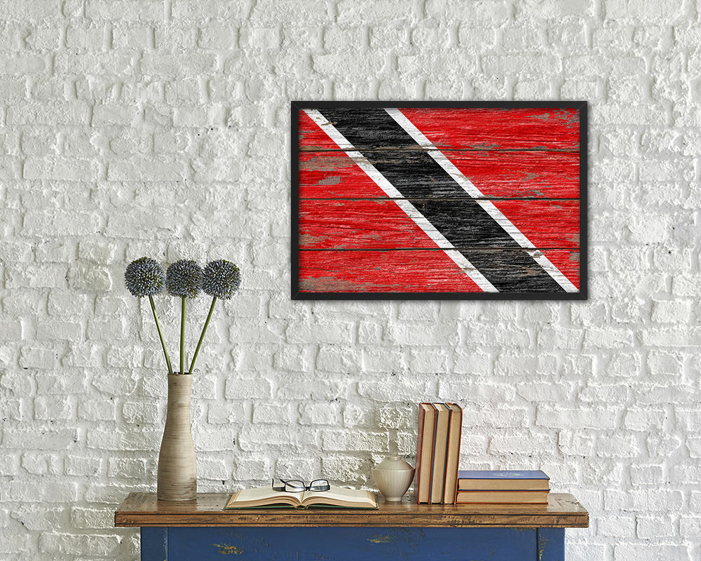 Trinidad & Tobago Country Wood Rustic National Flag Wood Framed Print Wall Art Decor Gifts