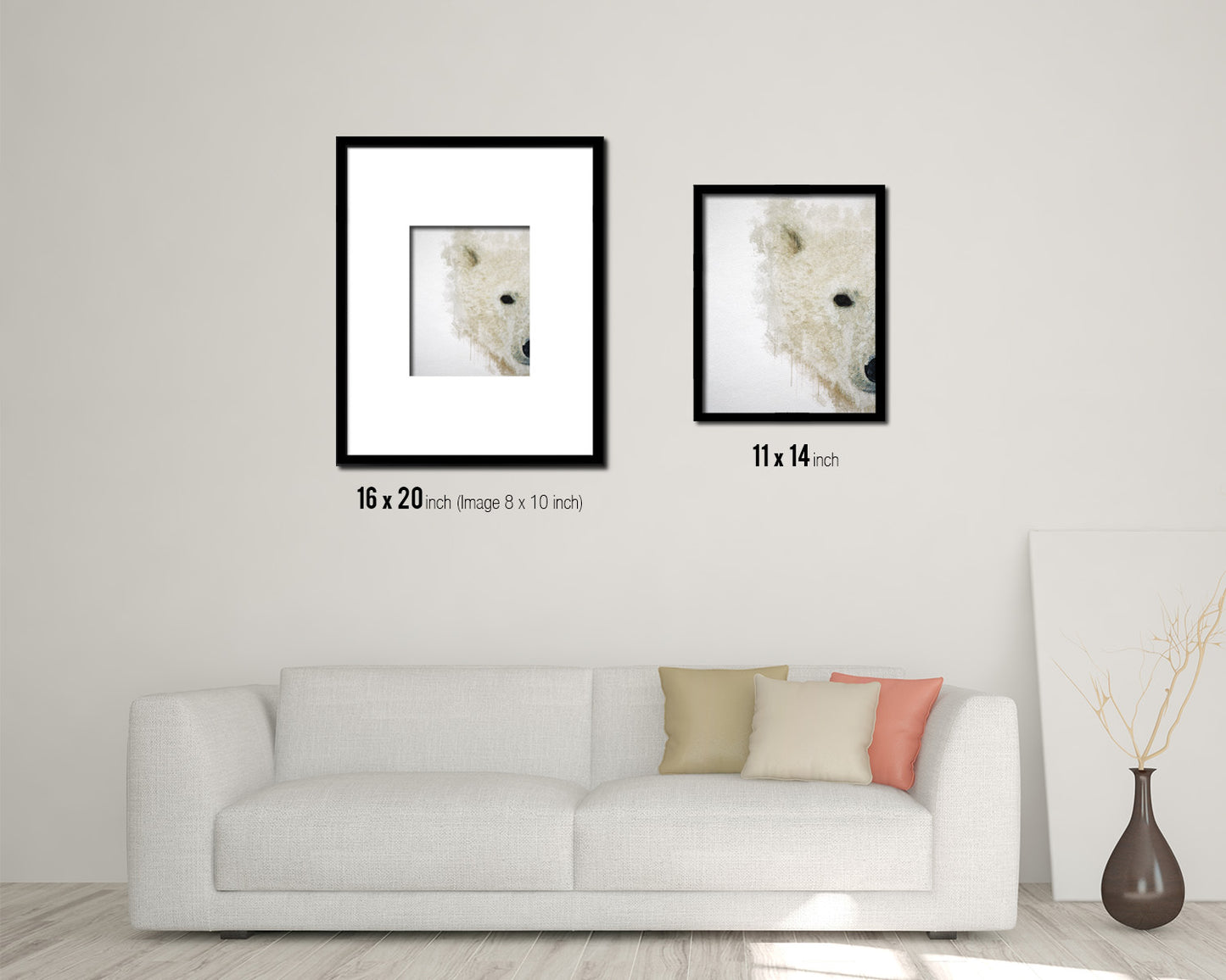 Polar Animal Painting Print Framed Art Home Wall Decor Gifts