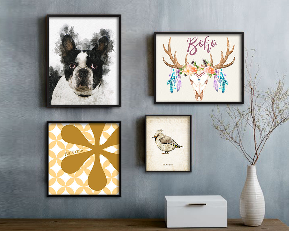 French Bulldog Dog Puppy Portrait Framed Print Pet Watercolor Wall Decor Art Gifts