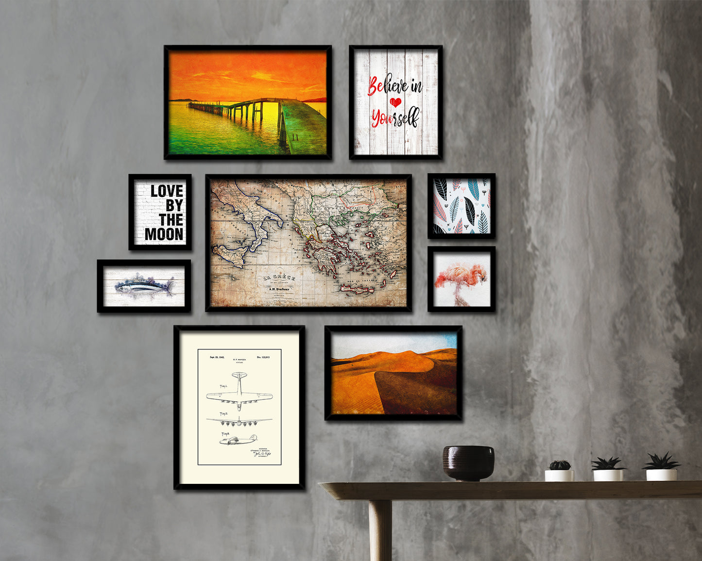 Europe Antique Map Framed Print Art Wall Decor Gifts