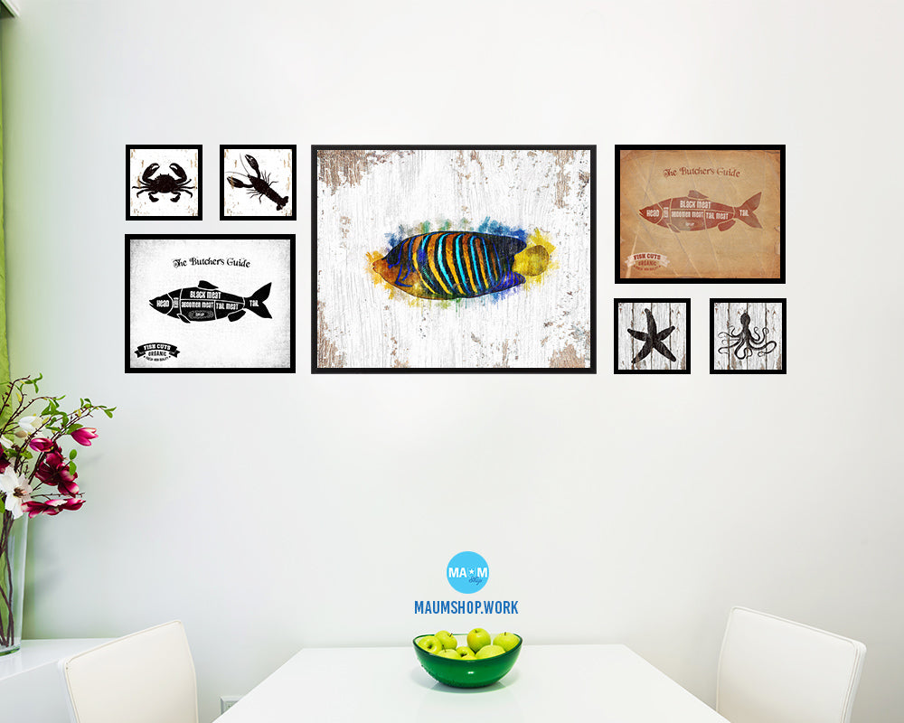 Tropical Fish Framed Print Modern Restaurant Sushi Bar Modern Watercolor Wall Art Decor