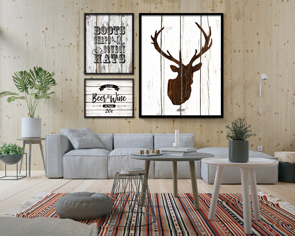 Boots chaps and cowboy hats Quote Framed Artwork Print Home Decor Wall Art Gifts