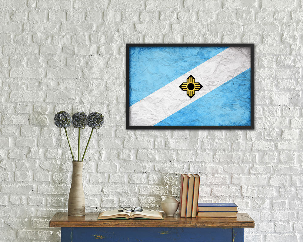 Madison City Wisconsin State Vintage Flag Wood Framed Prints Decor Wall Art Gifts