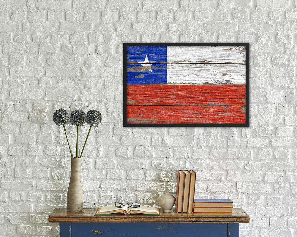 Chile Country Wood Rustic National Flag Wood Framed Print Wall Art Decor Gifts