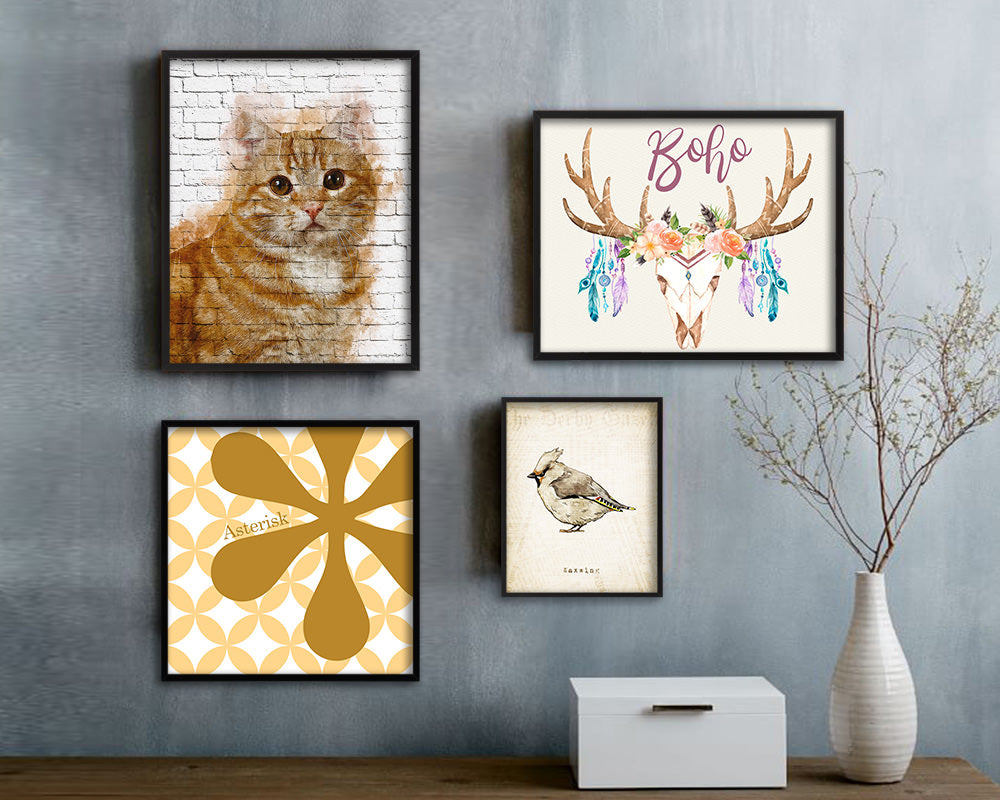 Red Little Cat Kitten Portrait Framed Print Pet Home Decor Custom Watercolor Wall Art Gifts