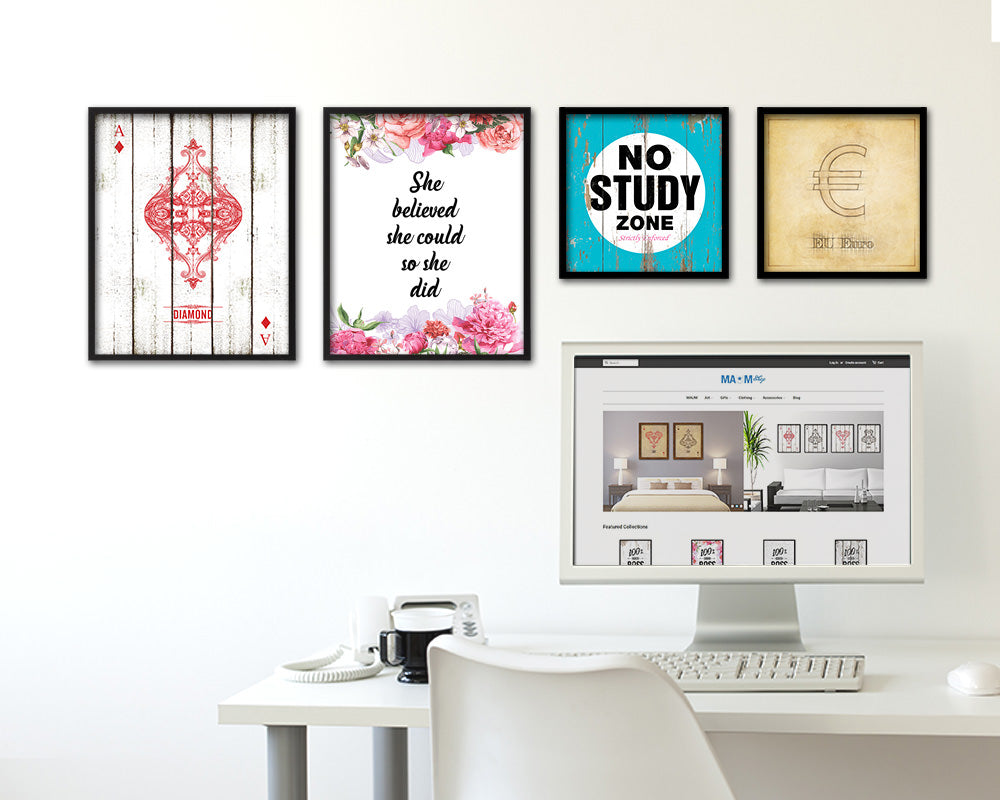 She believed she could so she did Quote Framed Print Home Decor Wall Art Gifts